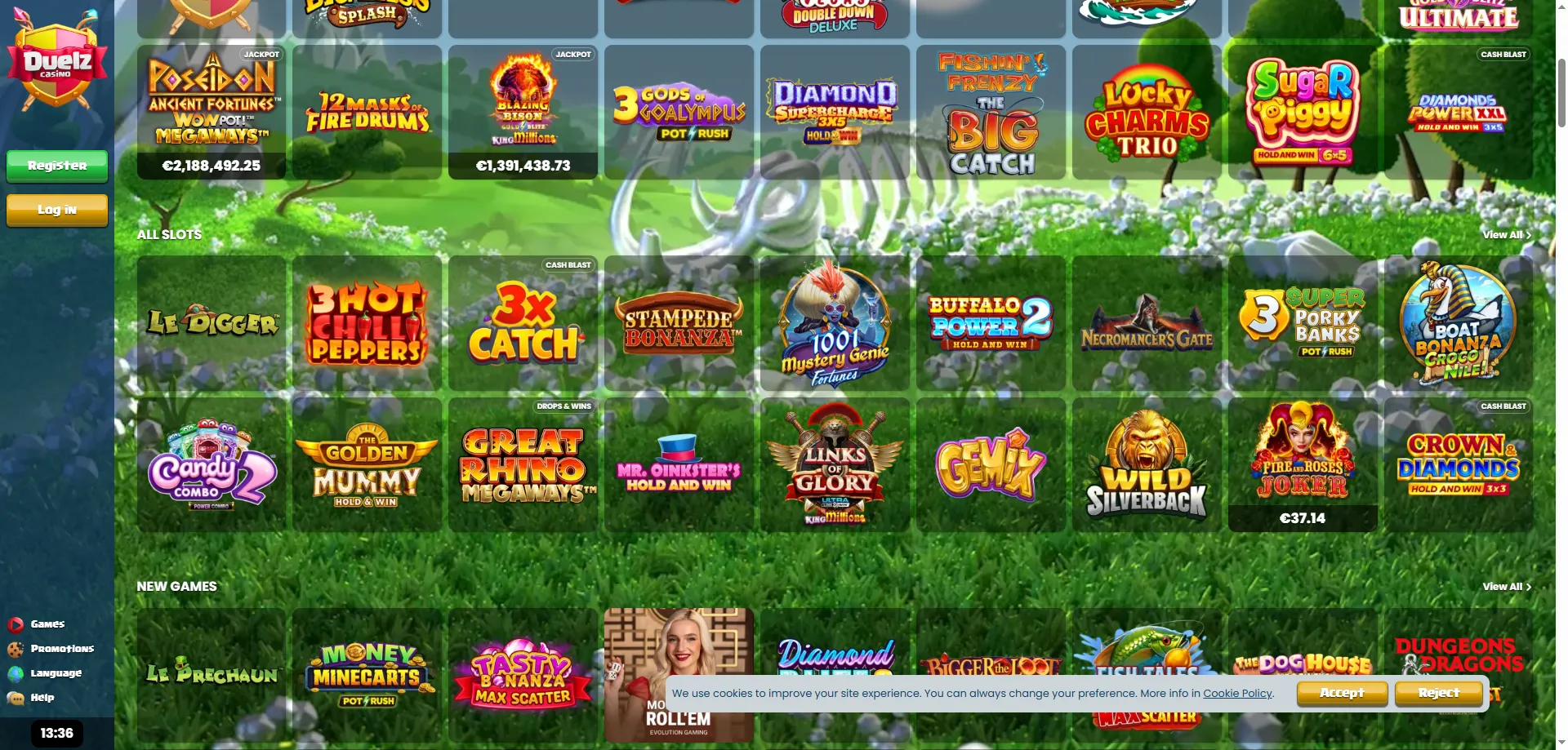 Automaty i gry kasynowe dostępne w Duelz Casino online